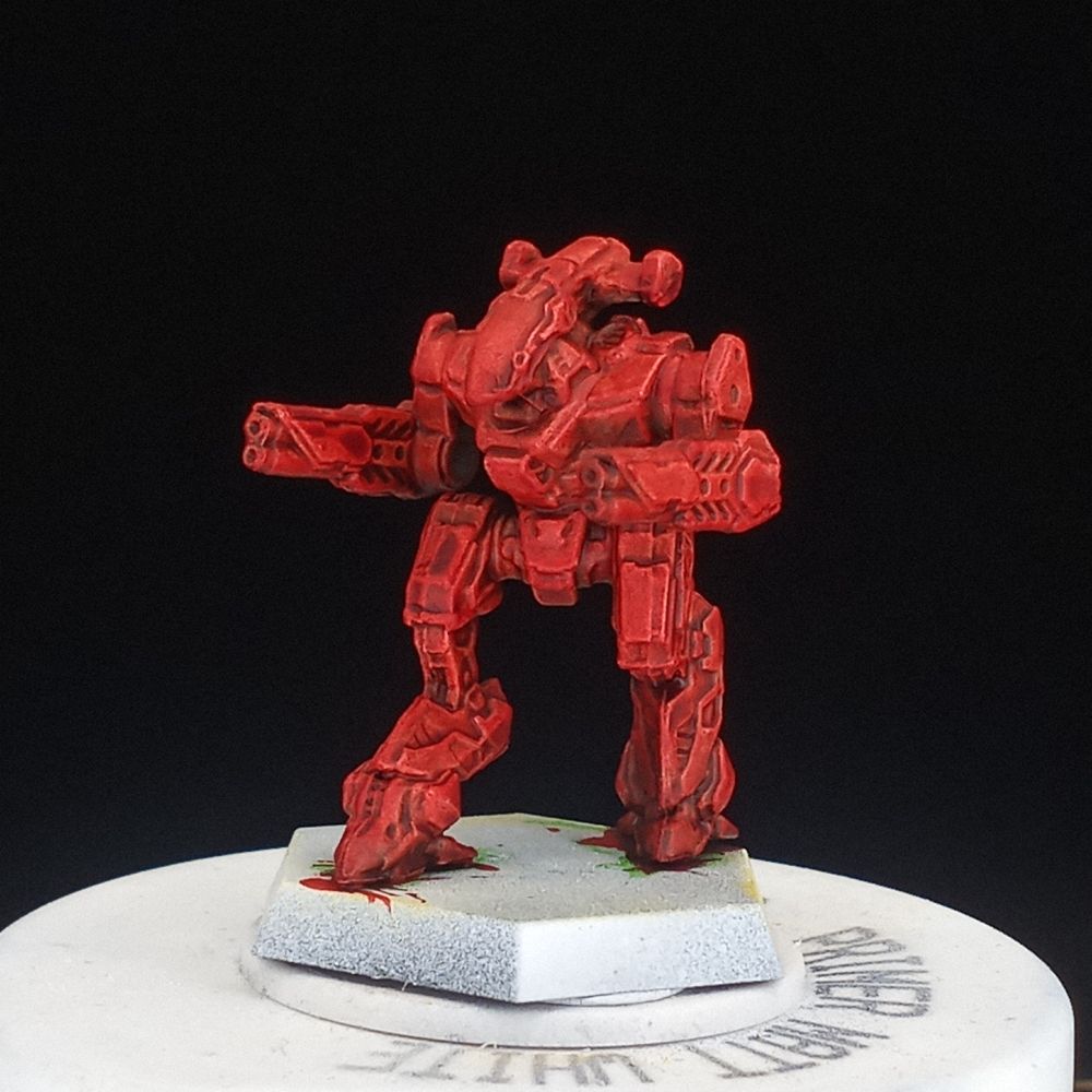 The Gunsmith has now been painted evenly in Blood Red speedpaint. The way the translucent red combines with the previous colors gives it a rich, deep effect.