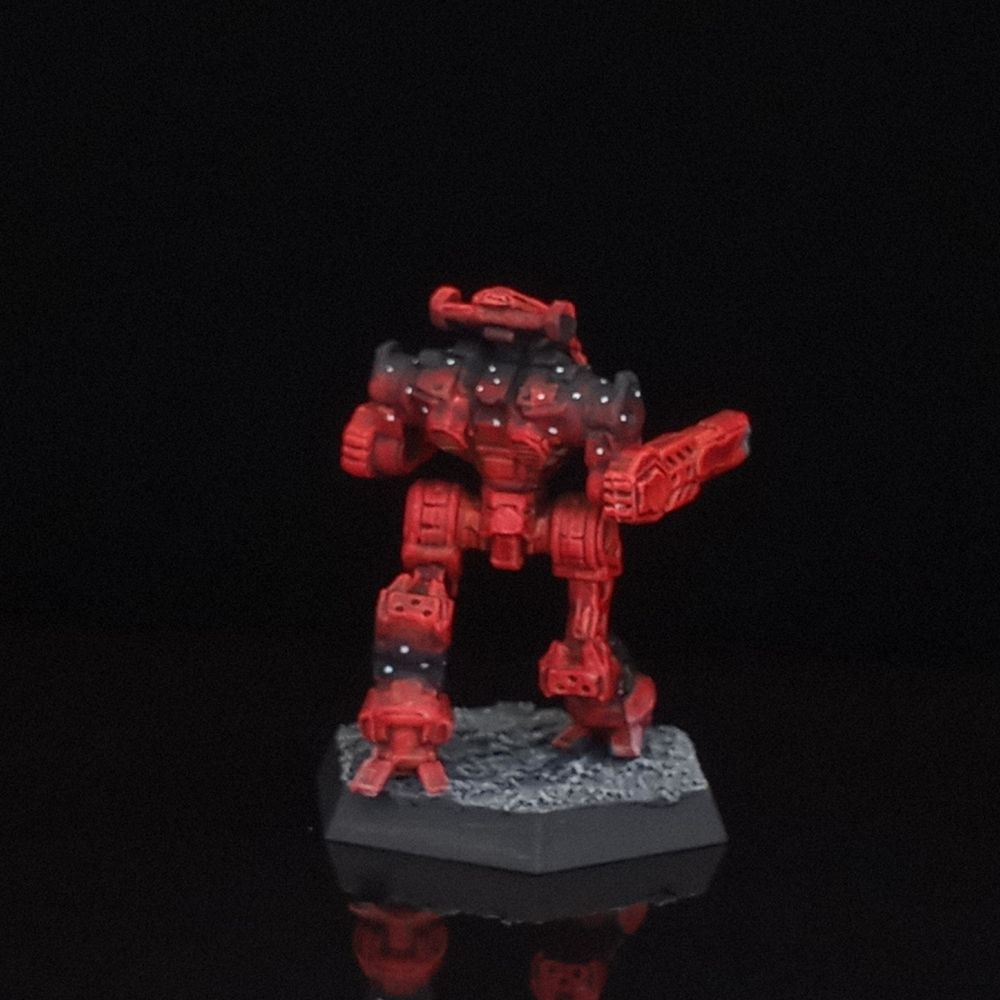 A rear view of the Gunsmith, showing the blended black across its shoulders, upper arms, and the lower part of its head.
