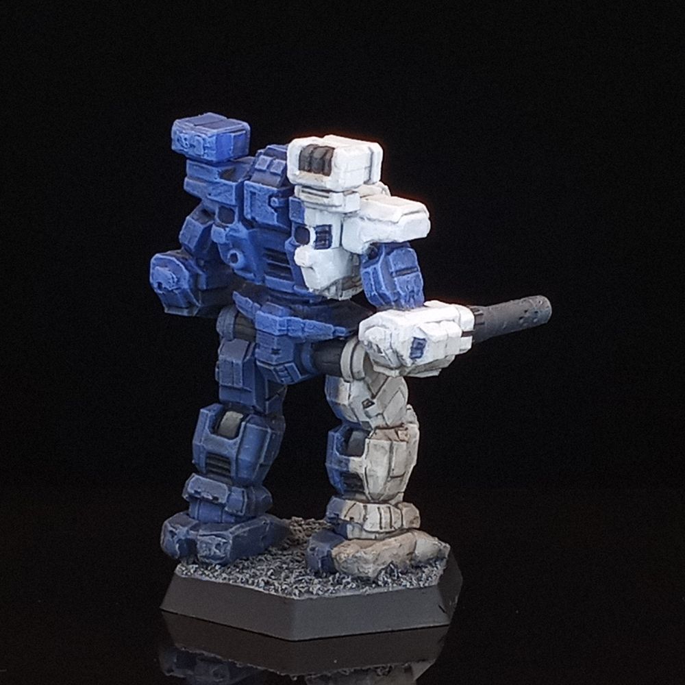A rear/side view of the Warhammer, showing how the white area also runs  down its back.