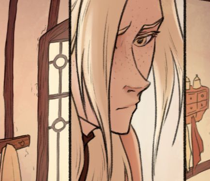 Suzzen is not having a good morning. Close-up to her face in room bathed by the morning light.