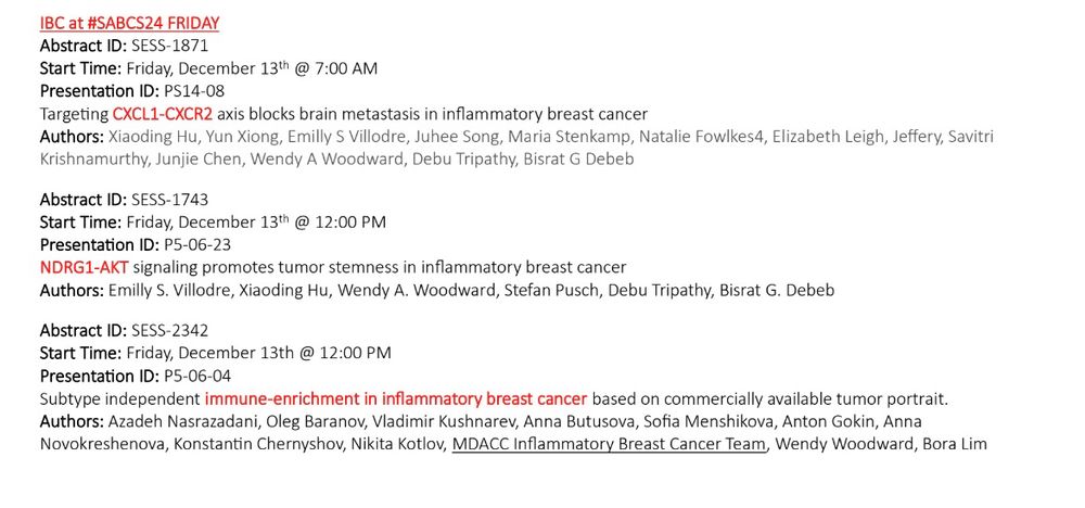 Abstract on inflammatory breast cancer that will be presented at the San Antonio breast cancer symposium