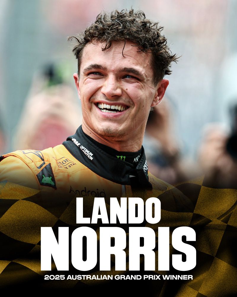 Graphic of F1 driver Lando Norris winning the Australian Grand Prix