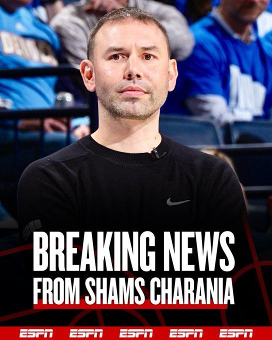 A breaking news graphic as the Nuggets are set to name interim head coach David Adelman their new head coach, sources tell Shams Charania.