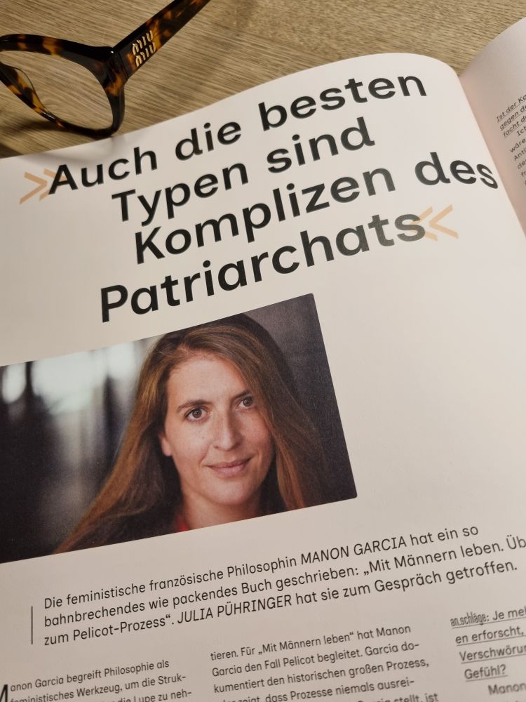 "Auch die besten Typen sind Komplizen des Patriarchats", Headline, darunter Foto von Garcia und angerissener Text. 