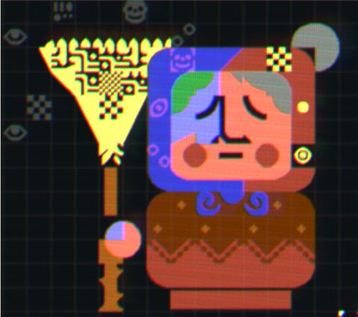 3: textmode art of a russian nesting doll grandma in a classic red, but with blue and purple shadow coloration
