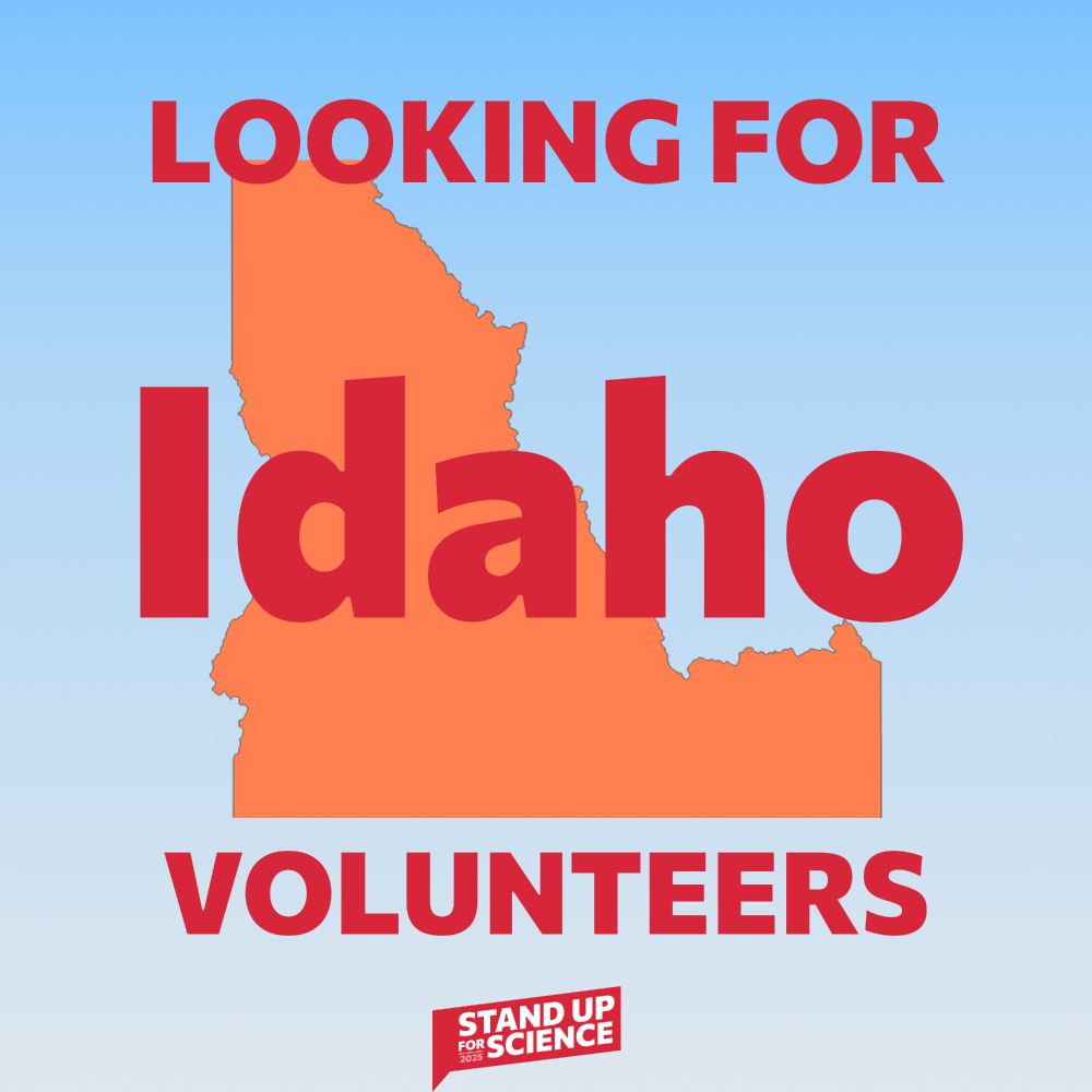Image of idaho with text, looking for idaho volunteers