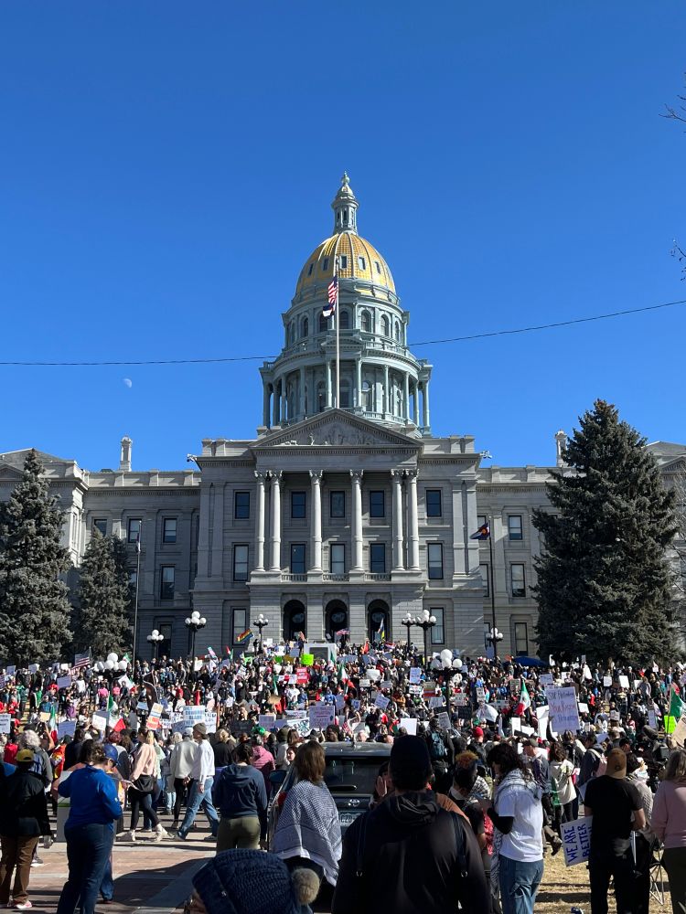 Protestors at the Colorado capitol building in Denver 