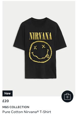A Nirvana ‘Smiley’ t-shirt on the Marks and Spencer website
