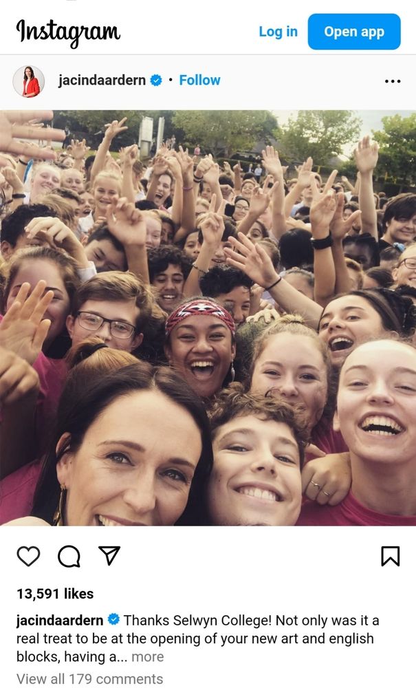 PM Ardern's visit to Selwyn College Kohimarama Auckland.
Students smiling and cheering
