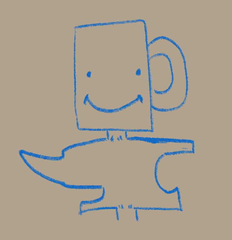 mug with an anvil in his throat *gulp*
