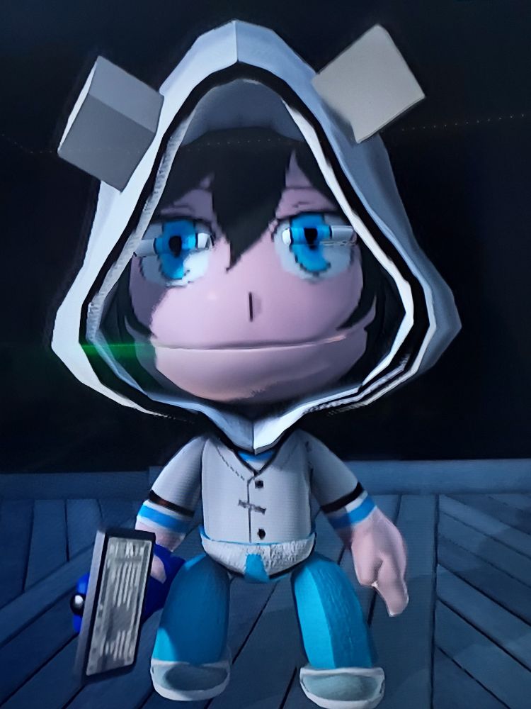 Hibiki from Devil Survivor 2 with his phone (made in Little Big Planet 3)