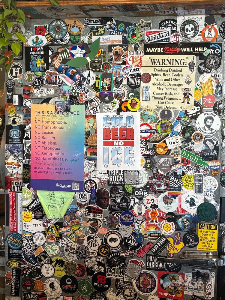 Sign at Drake’s barrel house in San Leandro, “COLD BEER, NO ICE” 