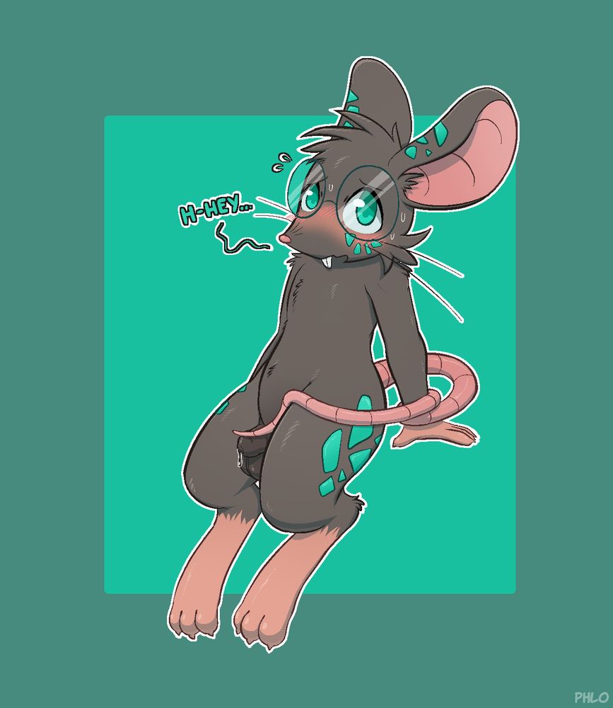 Tivy the mouse embarrassed while being caught nude before jerking it