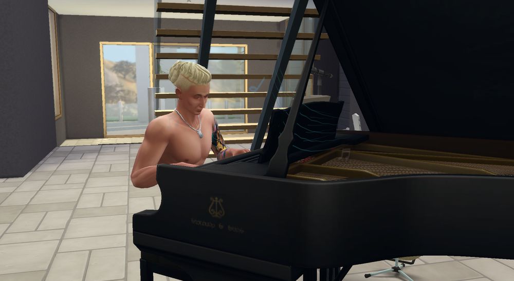 thorne playing his grand piano while high 