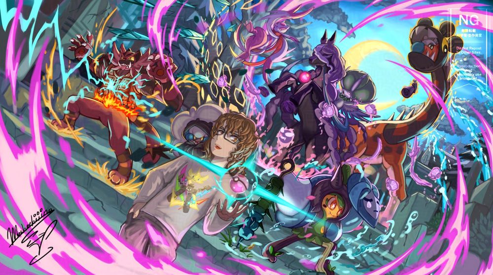 Team illustration for Blake's Calyrex shadow rider VGC team