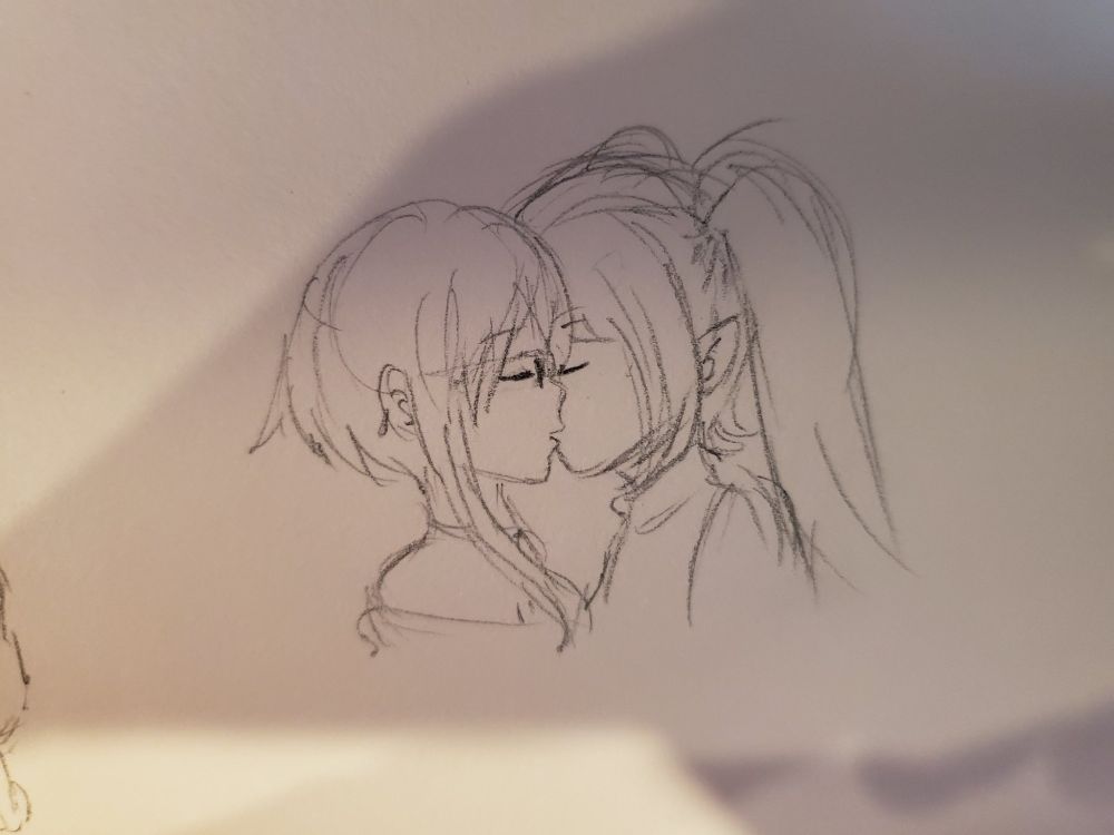 Insys and Hakai kissing on the lips