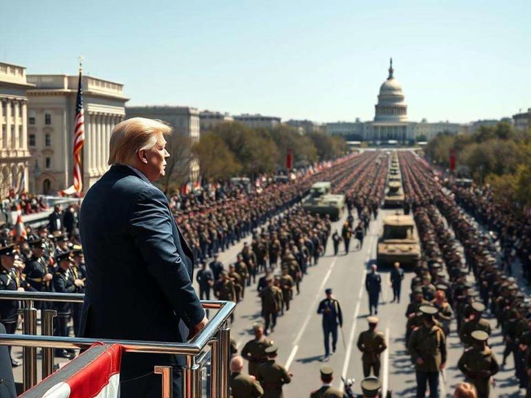 Trump watches military parade in Washington, DC