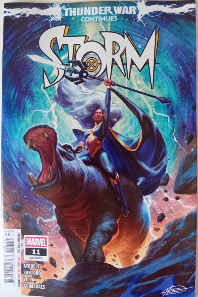 Storm #11 cover showing Storm on a hippo