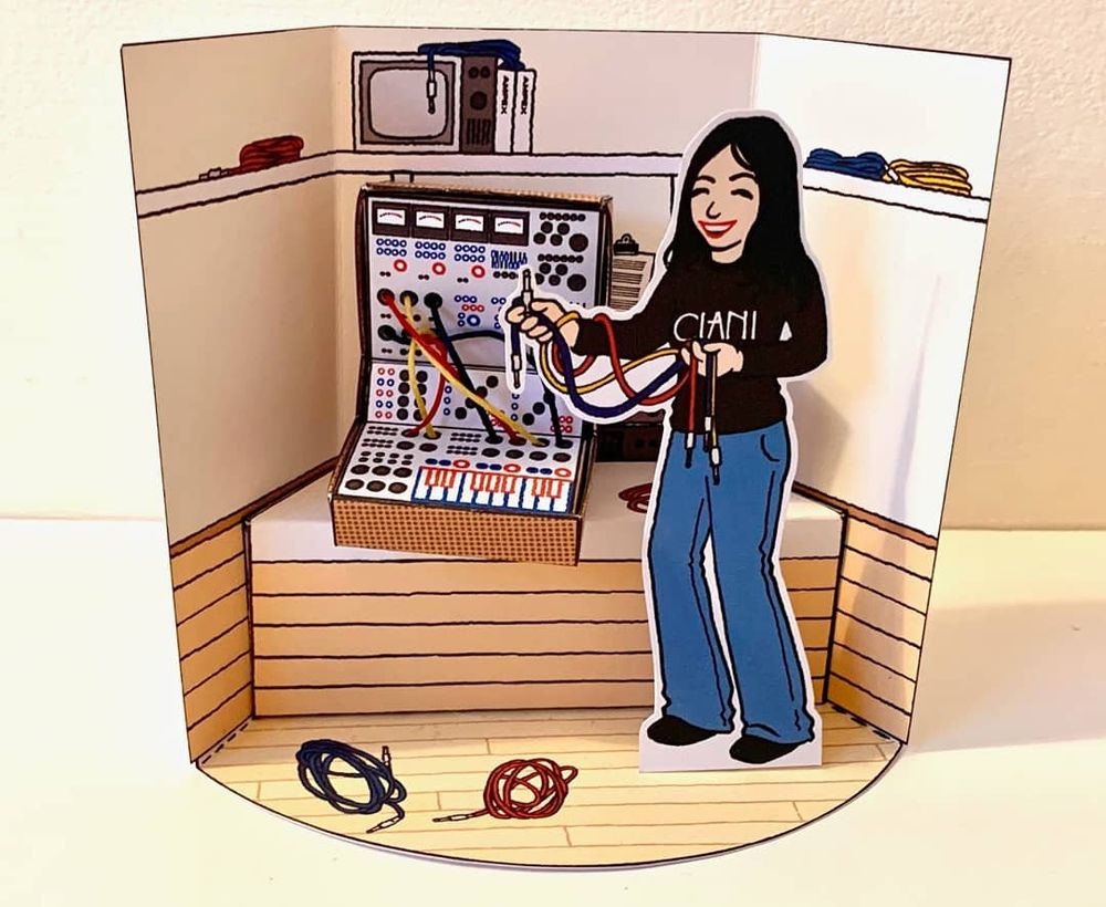 Suzanne Ciani with Buchla synth diorama