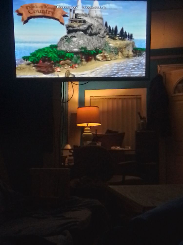TV screen showing the intro to donkey kong country for super nintendo 