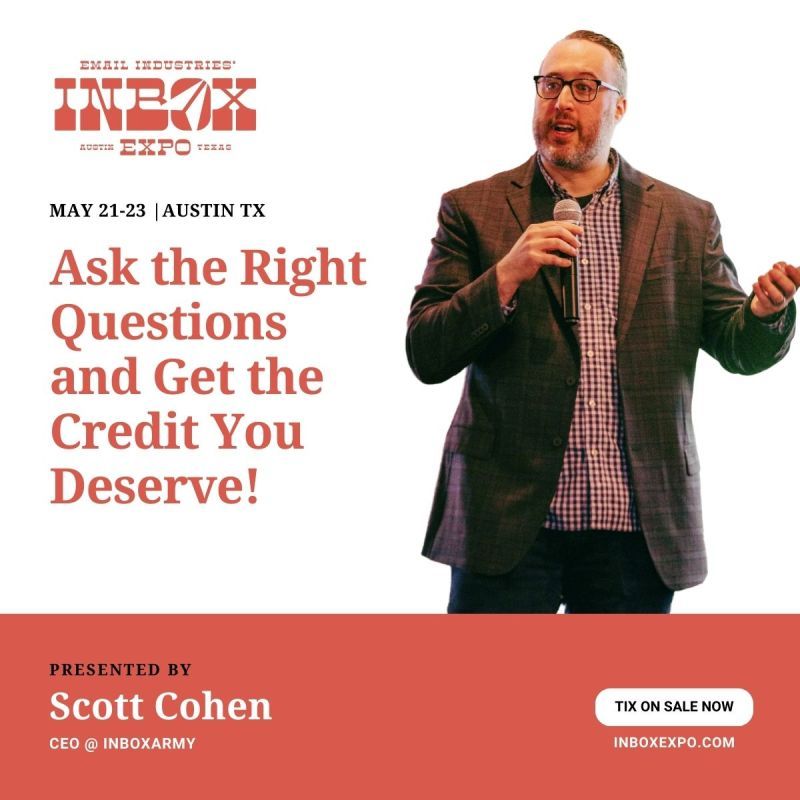 Still measuring success by opens and clicks? Oh no. Let’s fix that.

📅 Join us at Inbox Expo 2025 for a session that’s here to rewrite the rules of email performance.

Ask the Right Questions and Get the Credit You Deserve
 🧠 Presented by Scott Cohen, CEO at Inbox Army and proud sponsors of this year’s Inbox Expo!

📉 If you’re stuck on last-click attribution, it’s time to break free.
 📈 Learn how to uncover the missing 40% of email’s true impact.

💡 You’ll walk away with:
 ✅ Smarter ways to measure success
 ✅ Metrics that actually matter
 ✅ The right questions to ask your team when you’re back at work

Let’s be honest:
Last-click attribution is the worst. The wooooorst.
We said it. And we’ll prove it.

Inbox Expo 2025 is just around the corner, and Austin is calling.

🎟️ Get your tickets today — they’re going fast! 
👉 https://lnkd.in/deT_z9kP
 


hashtag#EmailMarketing hashtag#InboxExpo2025 hashtag#EmailGeeks hashtag#InboxArmy