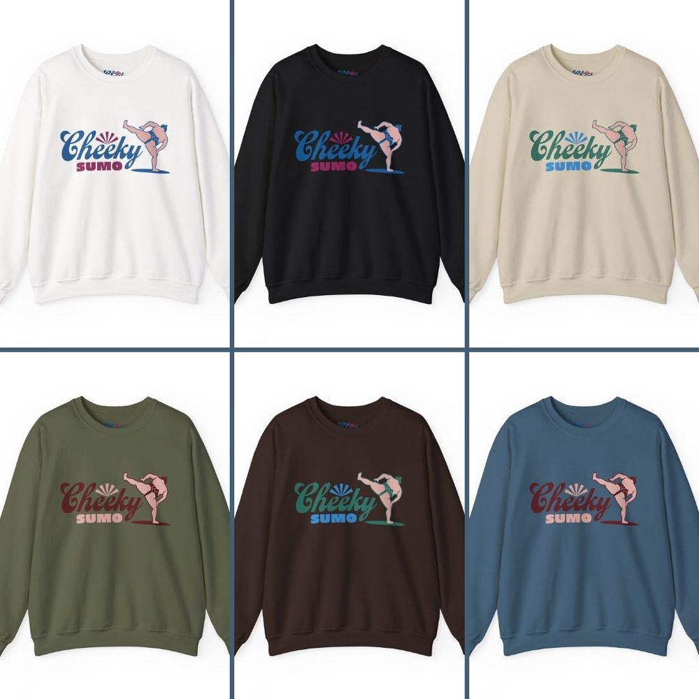 Sweaters in different colours for the brand Cheeky Sumo.

