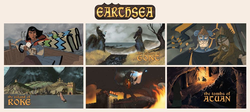 A collection of fake screencaps from an imaginary animated adaptation of Ursula Le Guin's "Earthsea" books.