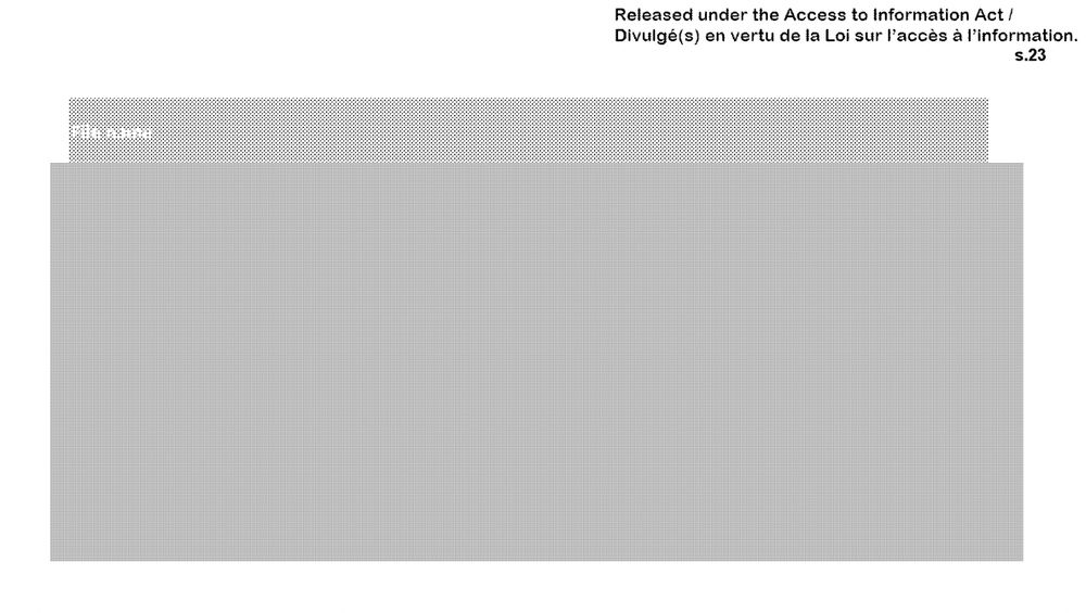 "Released under the Access to Information Act/Divulge(s) en vertu de la Loi sur l'access a informaiton
s.23""
[grey rectangle]