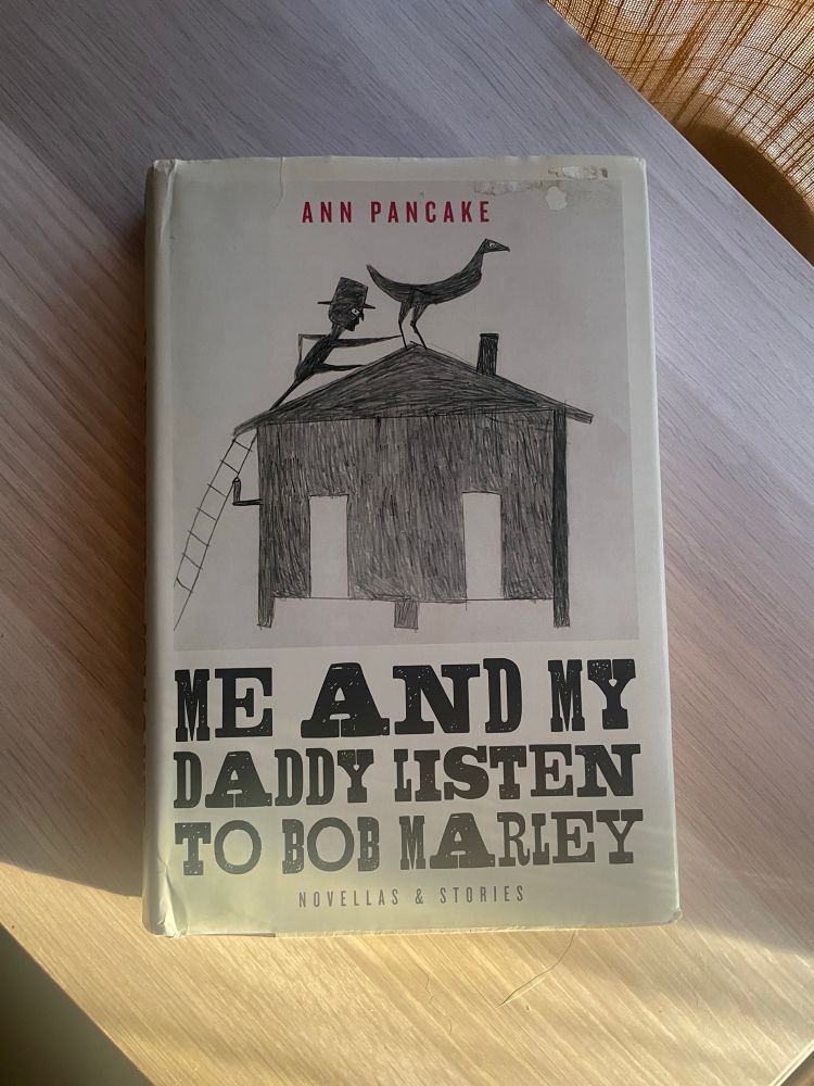Me and My Daddy Listen to Bob Marley by Anne pancake rests on top of a wooden shelf.