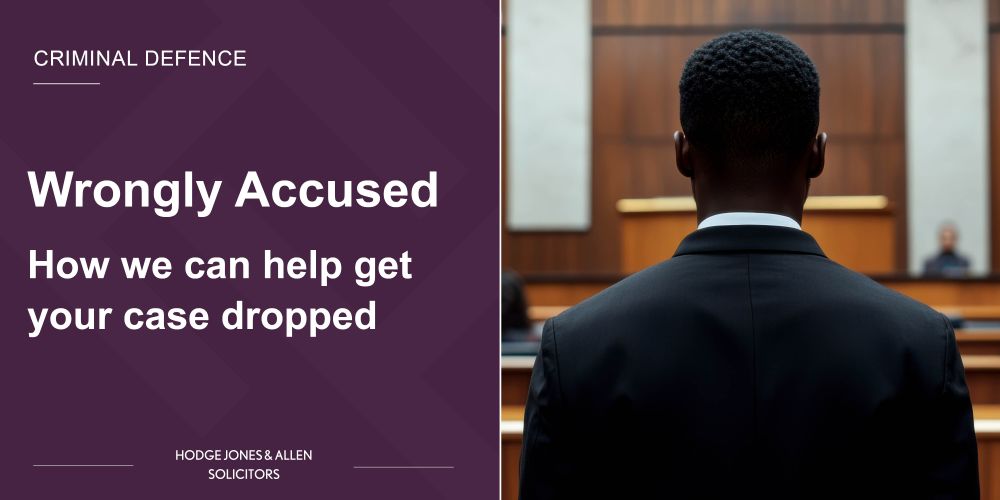 Image: Young man stood in court

Text: Wrongly Accused - How we can help get your case dropped