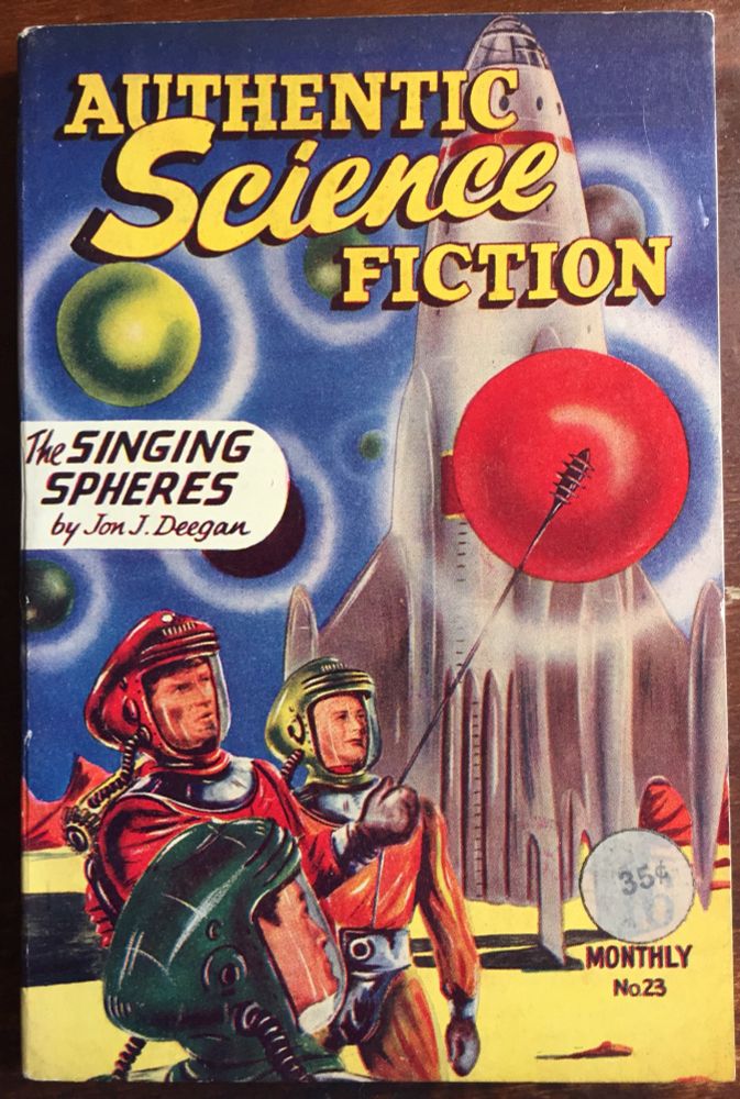 3 astronauts outside their spaceship confronted by singing spheres