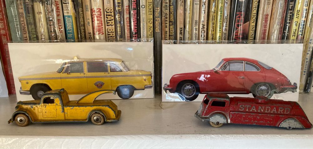 yellow and red vehicles