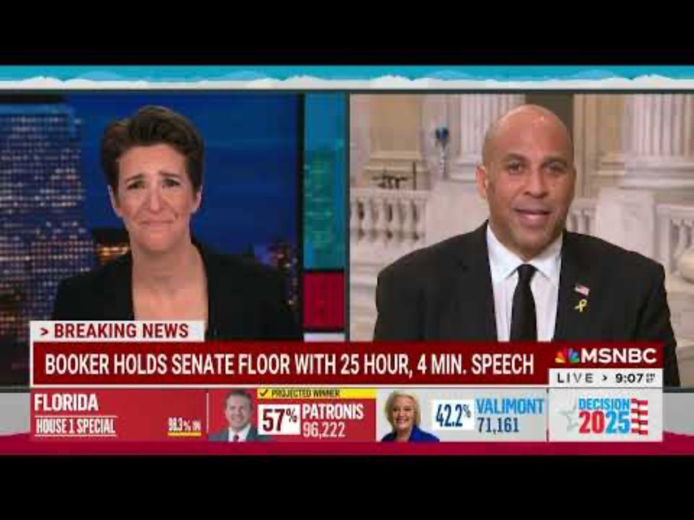 After Marathon Senate Speech, Cory Booker joins Rachel maddow