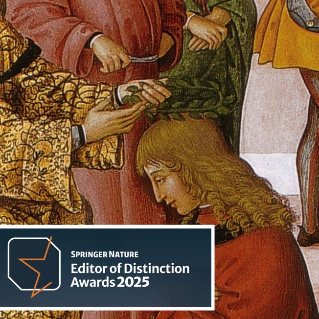 detail of enea silvio piccolomini crowned poet laureate by Frederick III from pinturicchio's frescos at liberia piccolomini, siena, ca. 1502–1507