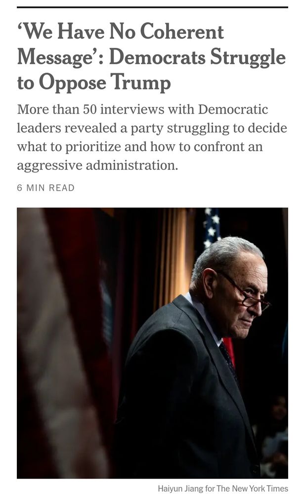 NT times article 'Democrats Struggle to Oppose Trump'
