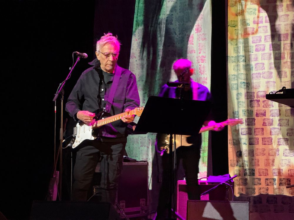 John scale playing guitar on stage.