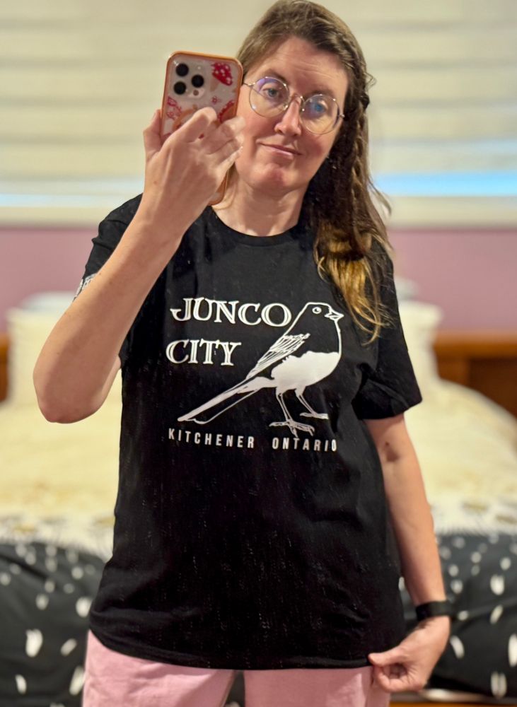 Me wearing the limited edition Junco City Tshirt
