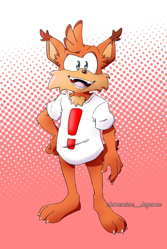 Bubsy wearing his old T-shirt
