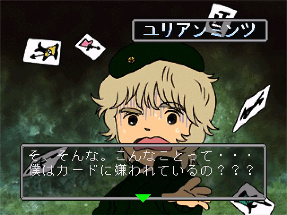 Julian looking rather distraught that he lost a card game
