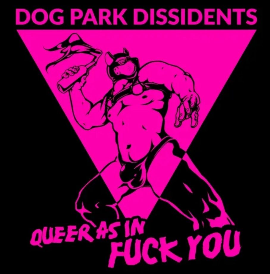 Punk bad Dog Park Dissidents' single, "Queer as in fuck you."