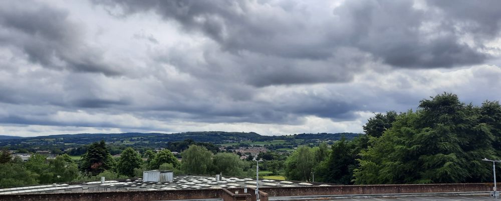 Rolling hills, rolling clouds seen from Theatr Clwyd
