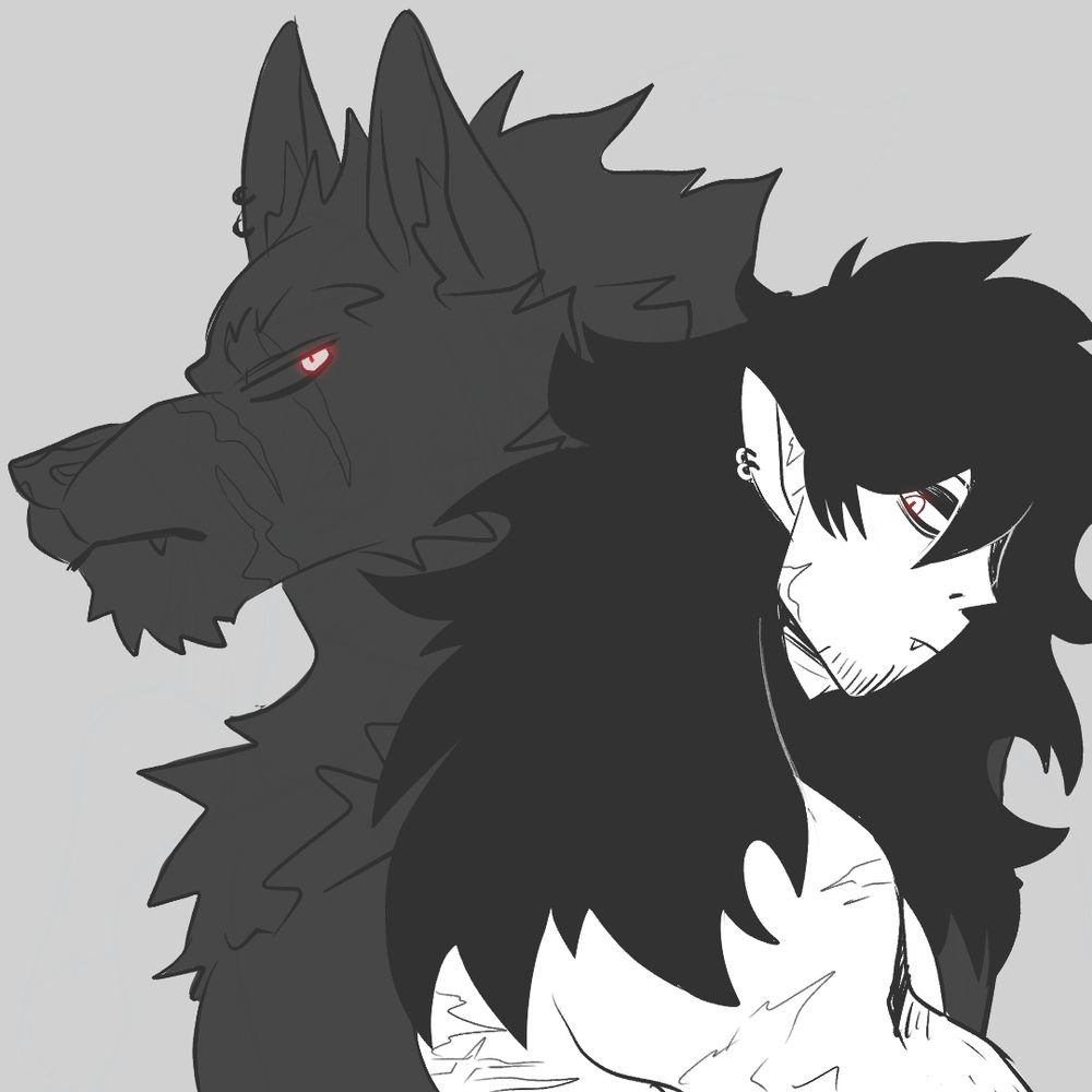 a werewolf on the left and a human on the right.
