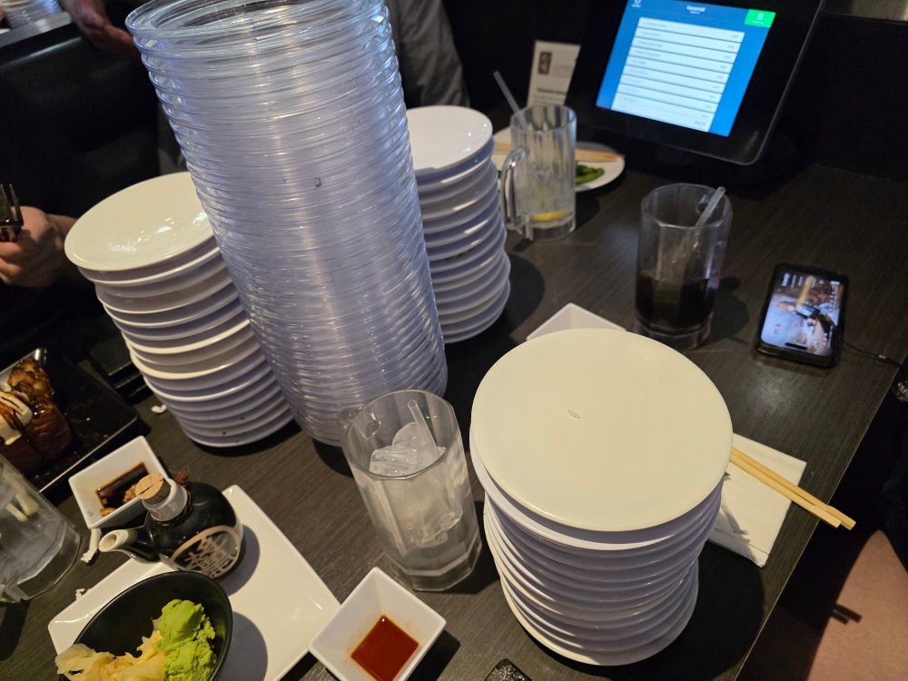 Conveyor Belt sushi, but it's just 40+ empty plates that used to have sushi on it