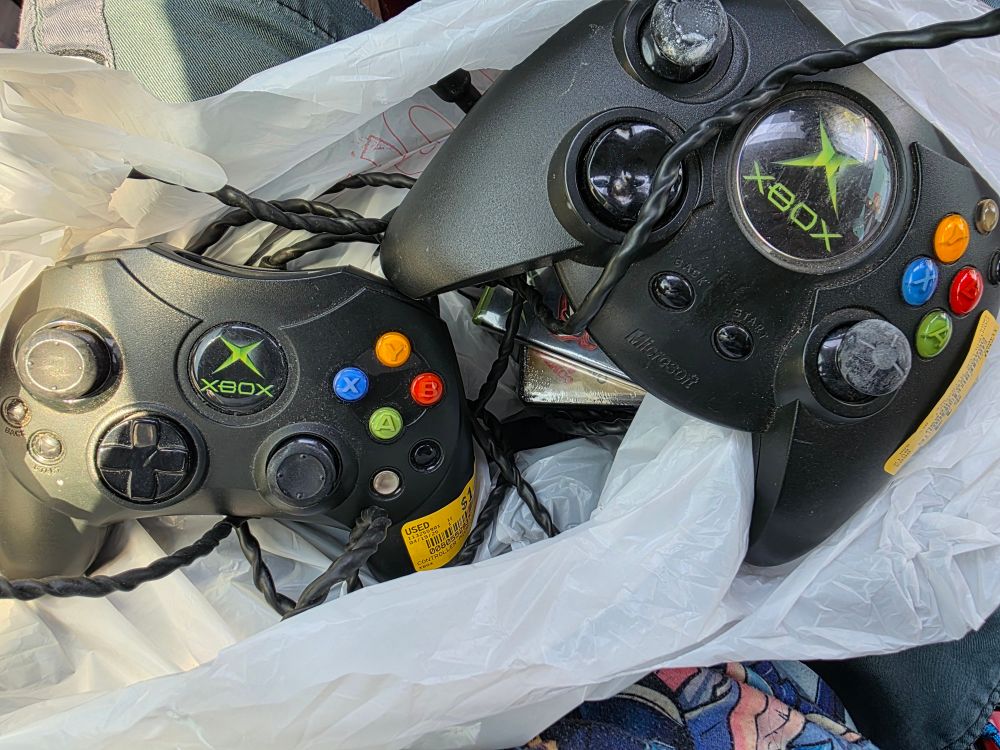 One normal Xbox controller and one Duke Xbox Controller