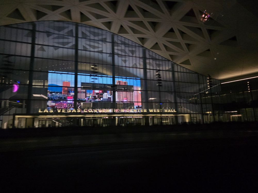 Las Vegas Convention Center - West Hall entrance at night 