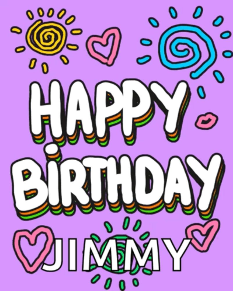 a purple background with a happy birthday jimmy message