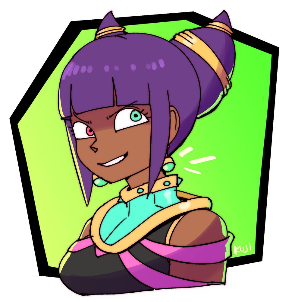 Menat and Juri in a dragonball fusion using the potara earrings
