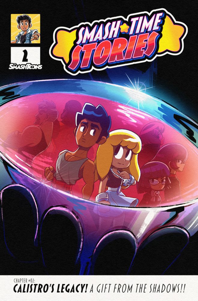 The cover to Chapter 2. A mysterious figure holds a wine glass, and in the liquid we see a group of characters. Some famiiar, some we've yet to meet. Front and center are Pierre and Kayla, looking concerned.