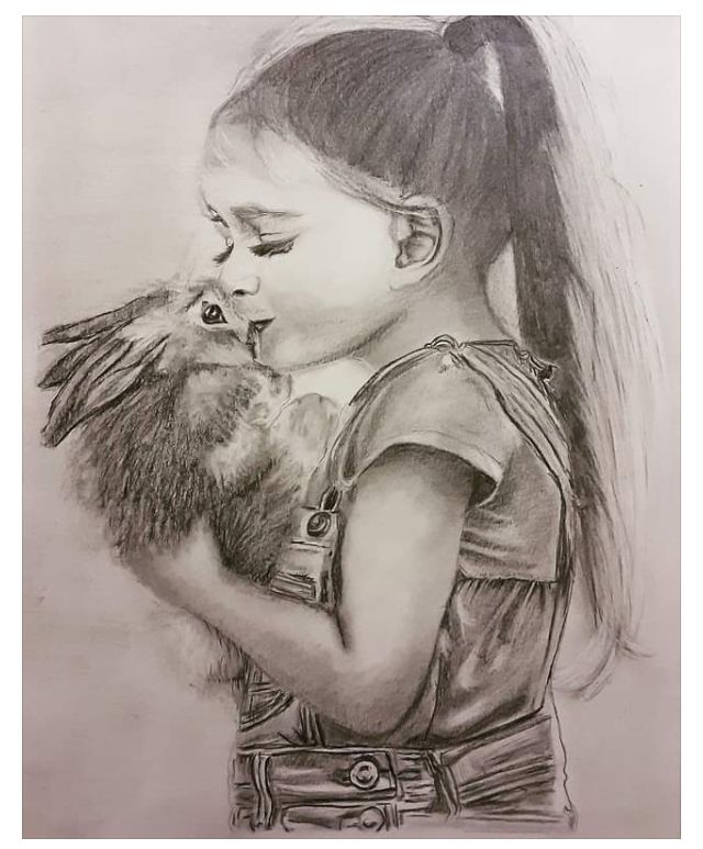 "Kiss the bunny"
Pencil no paper A4 
By @magicdashworkss.bsky.social 
