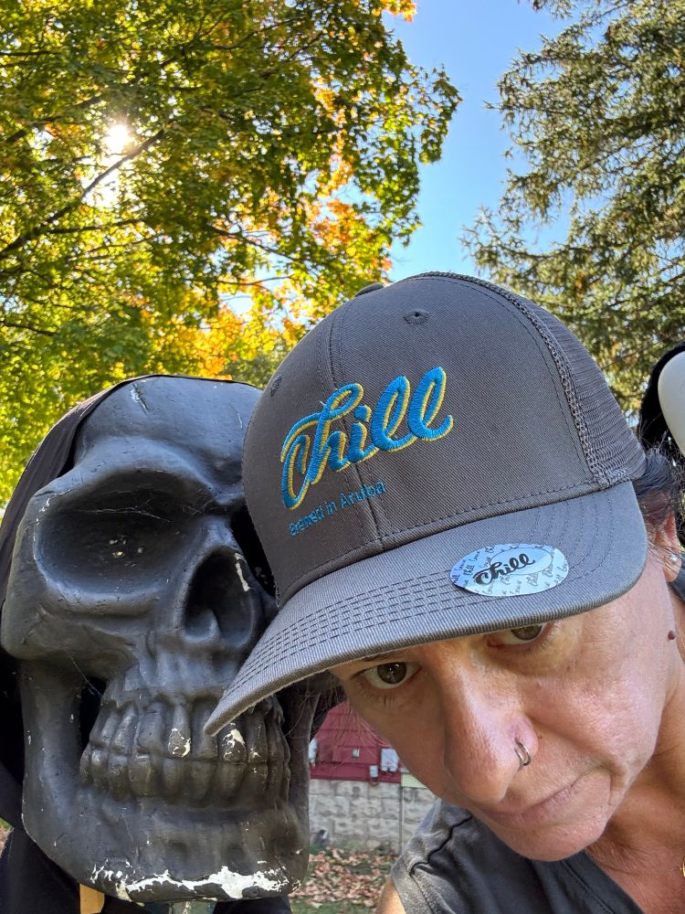 Woman with a skull decoration 